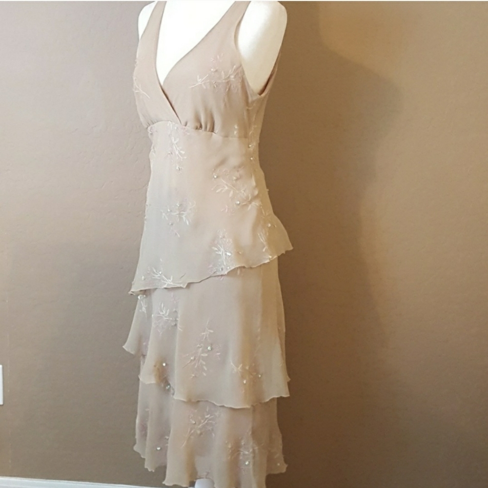 Jonathan Martin Studio tan silk dress size 12
